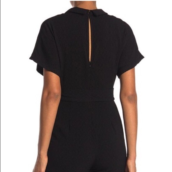 Black Collared T-Shirt Jumpsuit - Picture 3 of 5